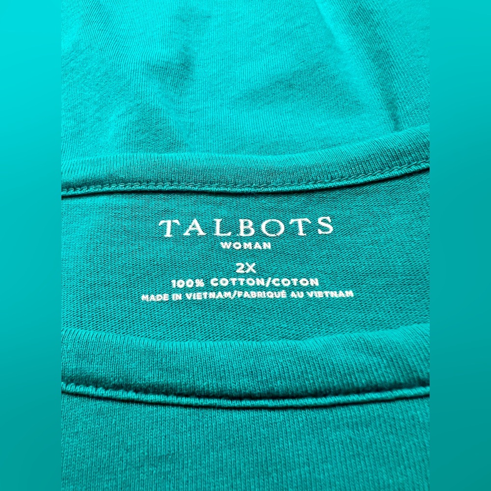 Talbots Teal Long Sleeve Top with Button Accents - Picture 4 of 8